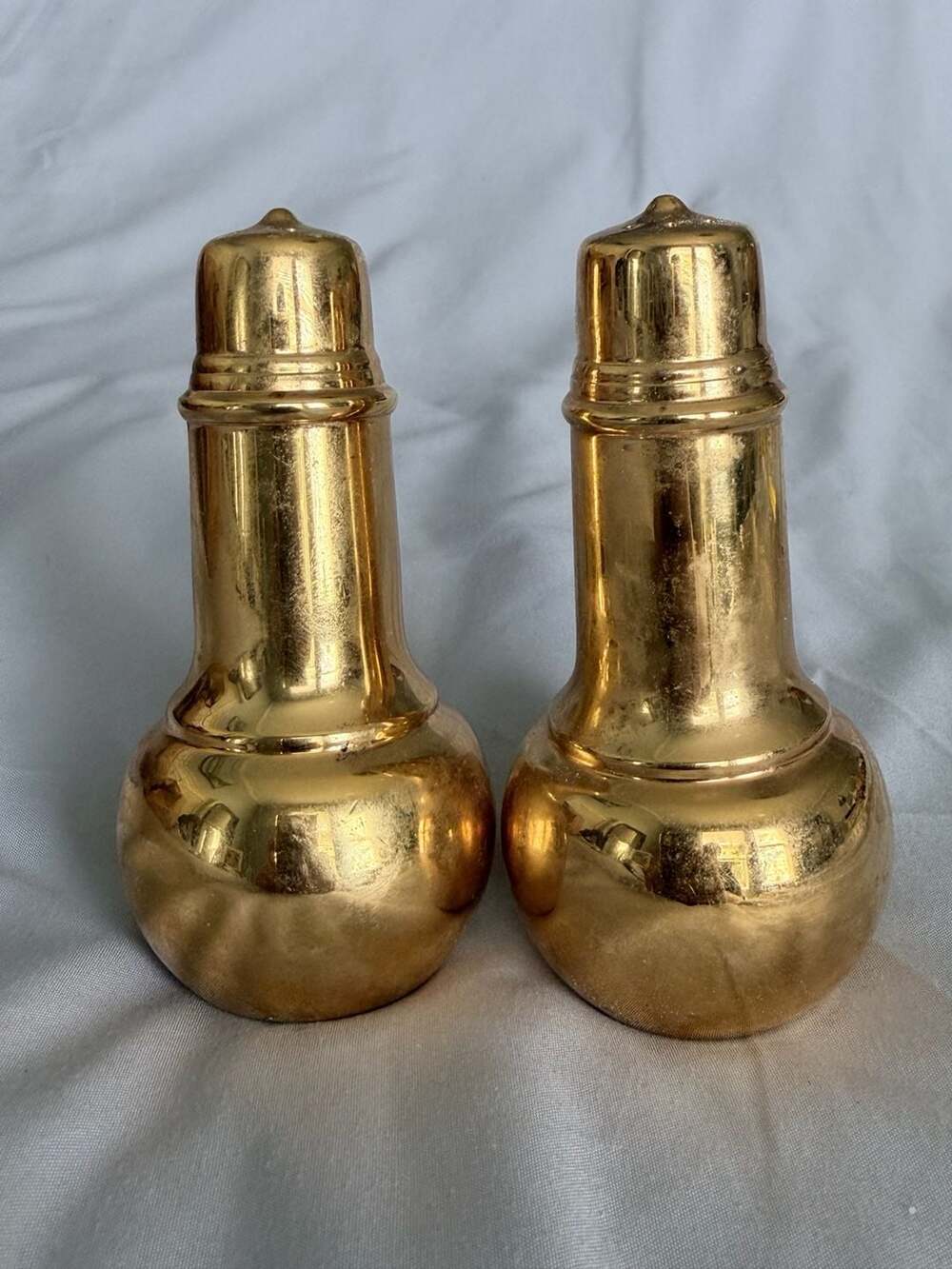 International Silver Gold Tone Salt And Pepper Shakers